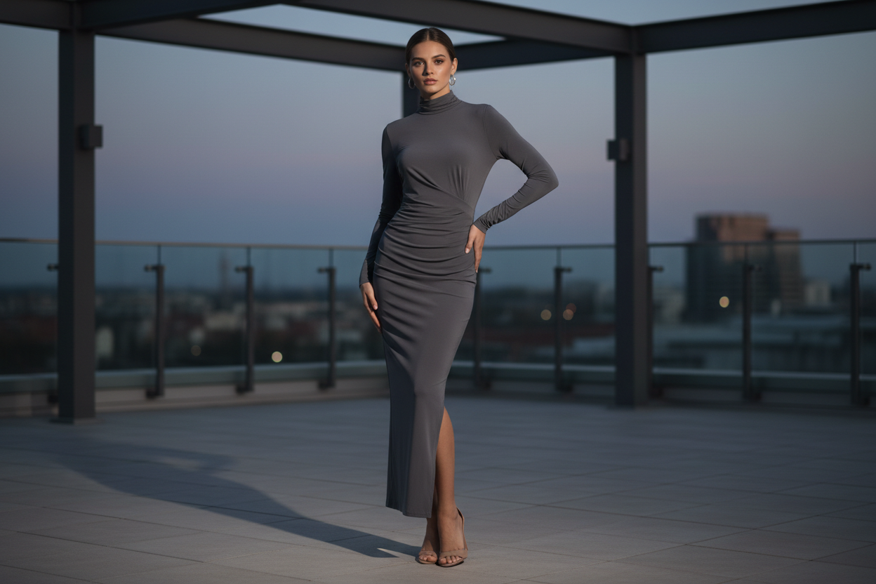 es sollte ein bisschen ein engeres kleid sein man sollte die Figur der Frau sehen